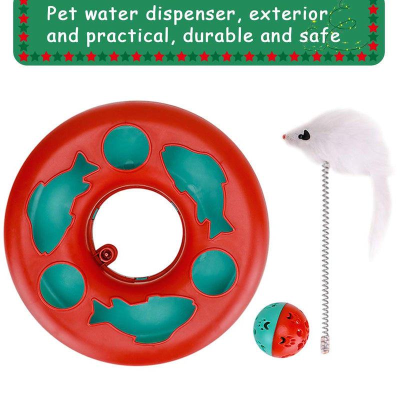 Cat Toys, Cat Toys for Indoor Cats,Interactive Kitten Toys Roller Tracks with Catnip Spring Pet Toy with Exercise Balls Teaser Mouse Christmas red - PawsPlanet Australia