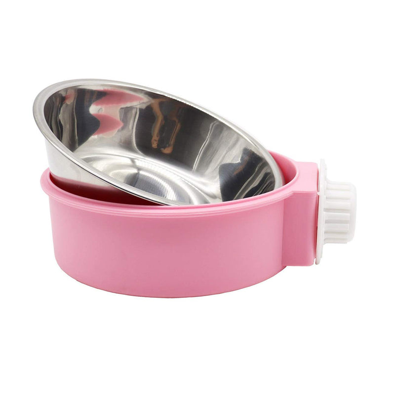 KuTi Kai 2 IN 1 Stainless Steel Pet Hanging Bowl Removable Dog Bowl for Crates Puppy Food Feeder Water Dish with Bolt Holder Dog Pink (Small-2-Pcs) Small-2-Pcs - PawsPlanet Australia