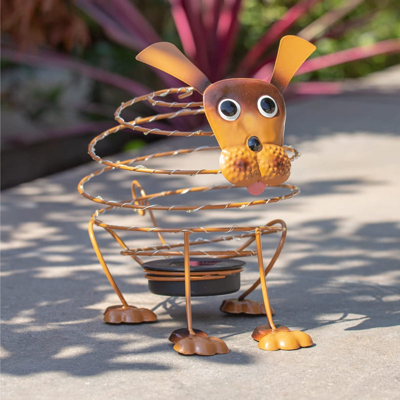 GardenKraft 14940 Solar Powered Light Up Dog Garden Feature / 62 Micro LED’s / 4D Moving Effect / Unique Metal Garden Ornament / Auto-On Feature / Weatherproof Material / Brown Colour Solar Wire Dog - PawsPlanet Australia
