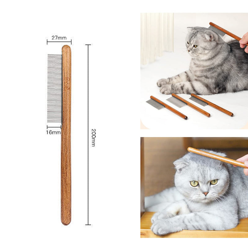 Longbest Combs for Cats and Dogs, Fine Teeth, Removes Knots and Tangles, Skin-Friendly, Pet Combs, Steel Tooth Comb with Wooden Handle for Cats Fine Teeth Comb - PawsPlanet Australia