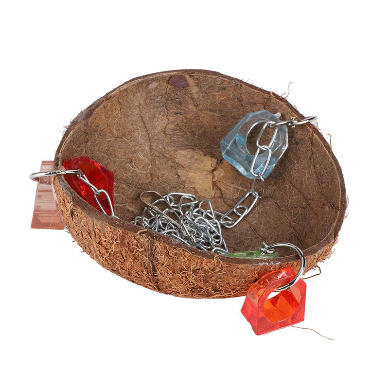 Yinuoday Bird Hammock Coconut Swing Cage Pet Toy Hanging Shell Bed Sling with Acrylic Rings Nest House for Squirrel Parrot Parakeets Home Decor - PawsPlanet Australia