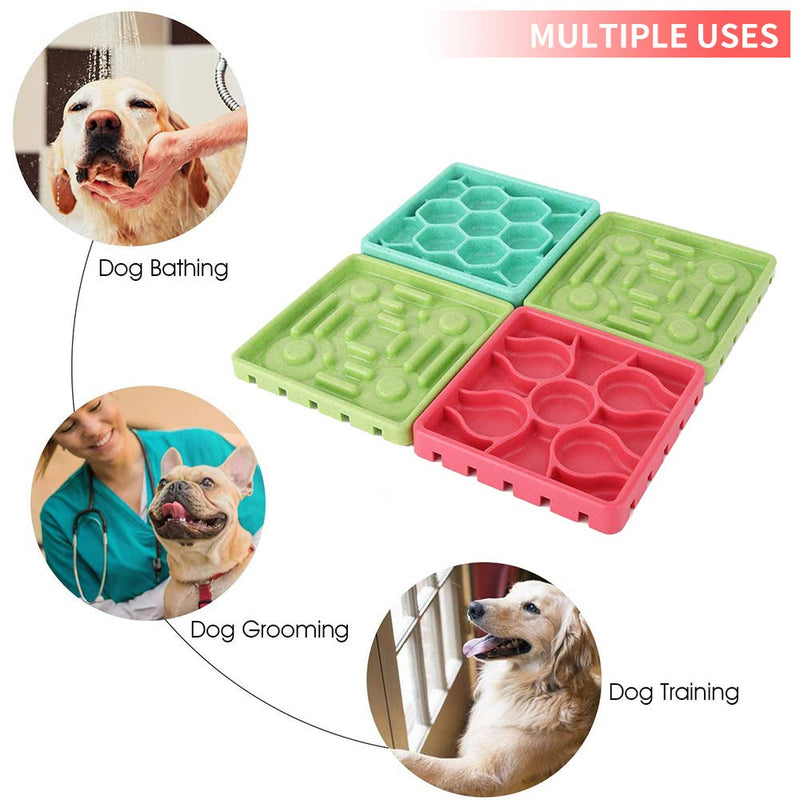 WishLotus Slow Feeder Dog Bowl Lick Tray with Suctions 4pcs Detachable & Separately Use Non Slip Dog Slow Feeder Fruit Wet and Dry Slow Eating Tray for Pet Bath, Train and Groom (Green+Red+Blue) Green+Red+Blue - PawsPlanet Australia