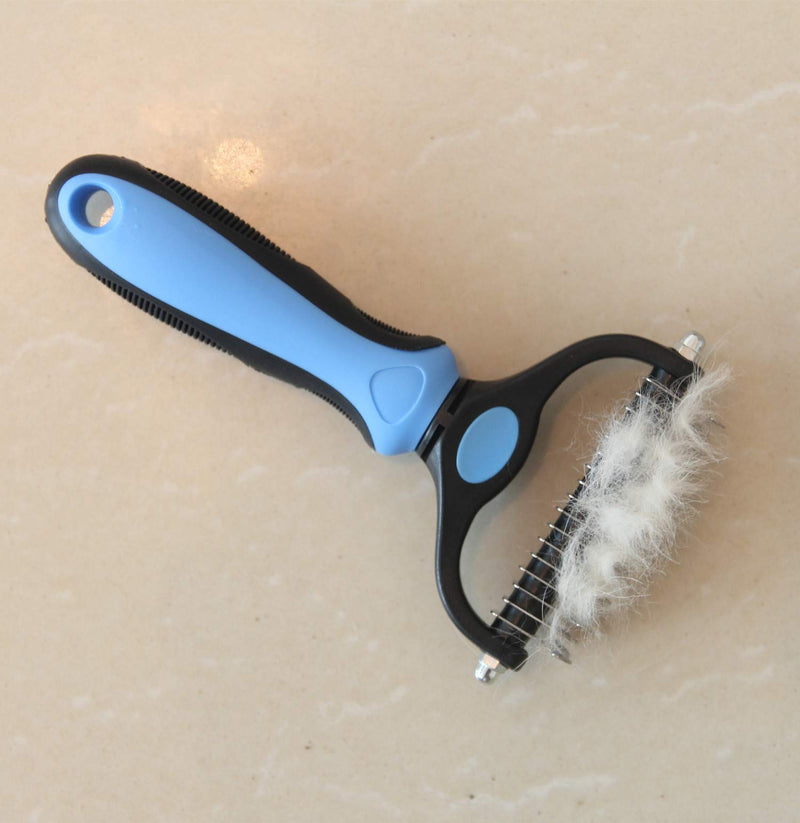 [Australia] - Maxpower Planet Pet Grooming Brush - Double Sided Shedding and Dematting Undercoat Rake Comb for Dogs and Cats,Extra Wide Blue 