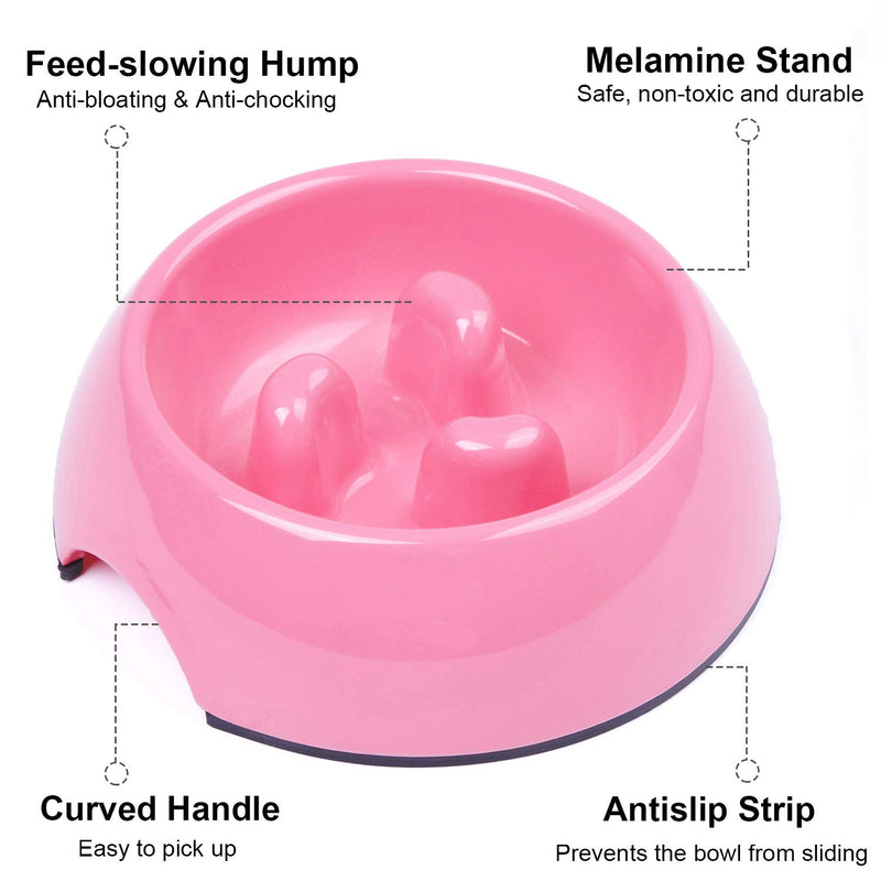 [Australia] - Super Design Anti-Gulping Dog Bowl Slow Feeder, Interactive Bloat Stop Pet Bowl for Fast Eaters 0.5 Cup Pink 