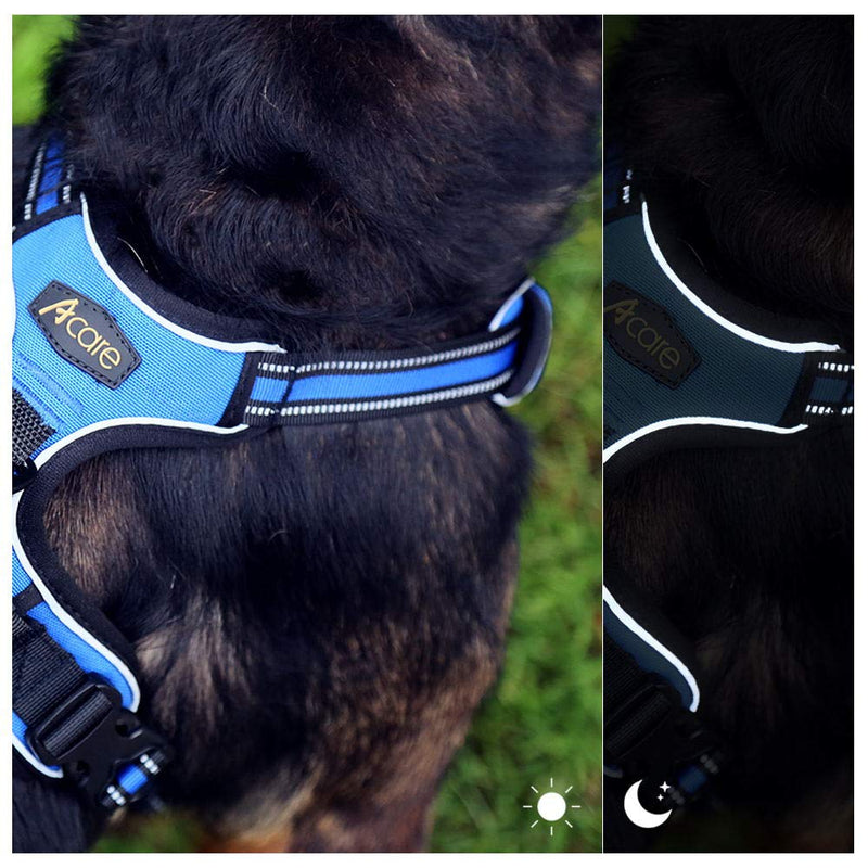 [Australia] - Acare Dog Harness Large Vest, Comfirt Harness for Dogs with Handle Large Dog Walking Harness - No More Pulling, Tugging or Choking - Blue Medium 