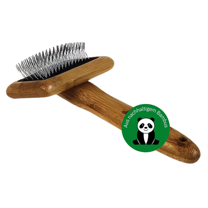 BAMBOO GROOM Slicker Brush Size SI Animal hair brush for every coat I Undercoat brush I Dog brush with angled stainless steel pins I Brushes for grooming made of bamboo I Brush for cats and dogs - PawsPlanet Australia
