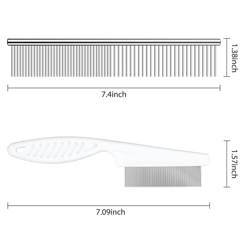 Dog Comb, Flea Comb and Cat Comb，Professional Stainless Steel Pet Lice Comb, Long and Short Hair Multi-purpose,Puppy Nit Comb, Pet Tick Comb for Removing Tangles and Fluff Efficient Skin Health. - PawsPlanet Australia