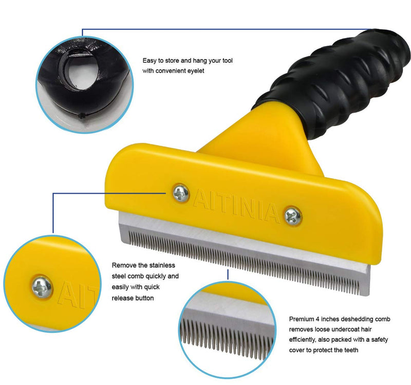 AITINIA Dog Brush for Grooming Dogs and Cats Shedding Hair Effectively Reduces Shedding by Up to 95% Professional Deshedding Tool - PawsPlanet Australia