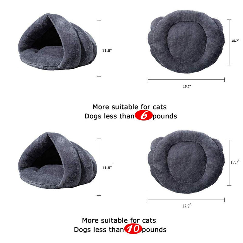 [Australia] - Beskie Pet Tent Cave Bed for Small Medium Puppies Kitty Dogs Cats Pets Sleeping Bag Thick Fleece Warm Soft Dog Bed Cuddler Burrow House Hole Igloo Nest Cozy Bed for Cat Puppy L(17.7*17.7 inch) Grey 