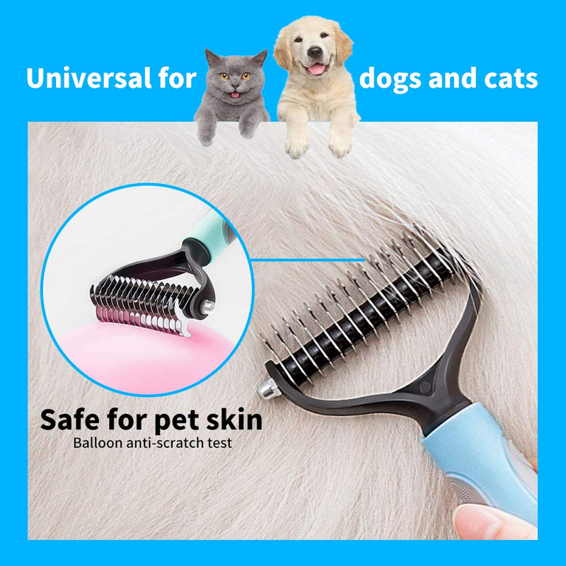 Pet Grooming Brush, 2 Sided Professional Dematting Comb Grooming Undercoat Rake, Dematting Comb for Easy Mats & Tangles Removing, Buy and get pet cleaning tools, No More Nasty Flying and Shedding Hair - PawsPlanet Australia