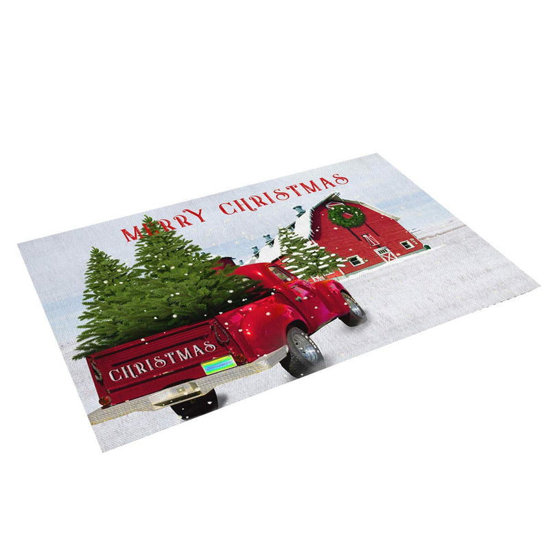 SUN-Shine Placemats Set of 6, Red Retro Truck and Christmas Tree Placemat for Dining Table Decorations, Heat-Resistant Washable Table Mats for Kitchen Dinner Banquet Farm Wood Barn 11.8x17.7inchx6 Christmassue6560 - PawsPlanet Australia