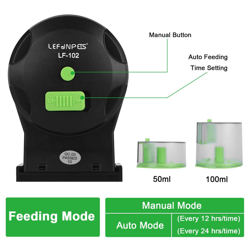 Lefunpets Automatic Fish Feeder, Aquarium Tank Timer Auto Feeder with 2 Food Dispensers for Aquarium or Fish Tank Green - PawsPlanet Australia