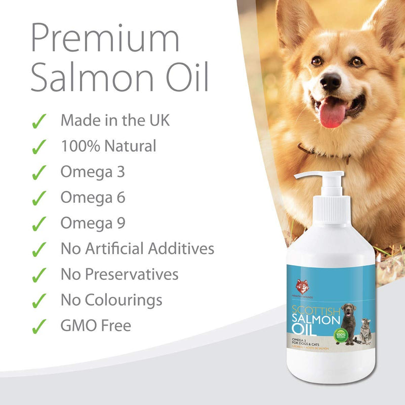 Healthy Hounds PUREST SCOTTISH SALMON OIL for Dogs, Cats, Horses, Pets 500ml | 100% Pure Natural Food Grade Fish Oil Supplement | Omega 3 for Skin, Coat, Itchy Dog, Hip Joint, Heart, Brain Health | UK 500 ml - PawsPlanet Australia