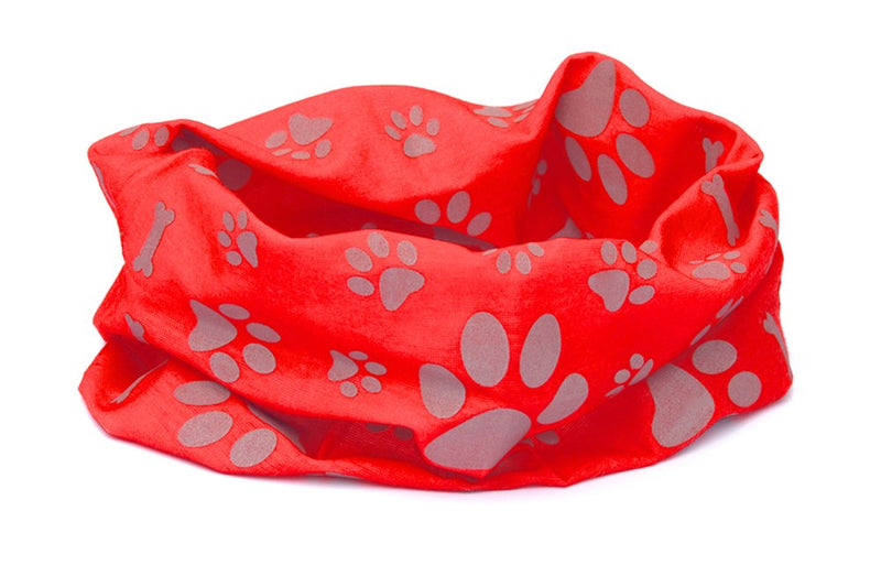 Ruffnek REFLECTIVE RED PAW & BONE PRINT DOG SCARF/COLLAR/BANDANA BE SAFE, BE SEEN - PawsPlanet Australia