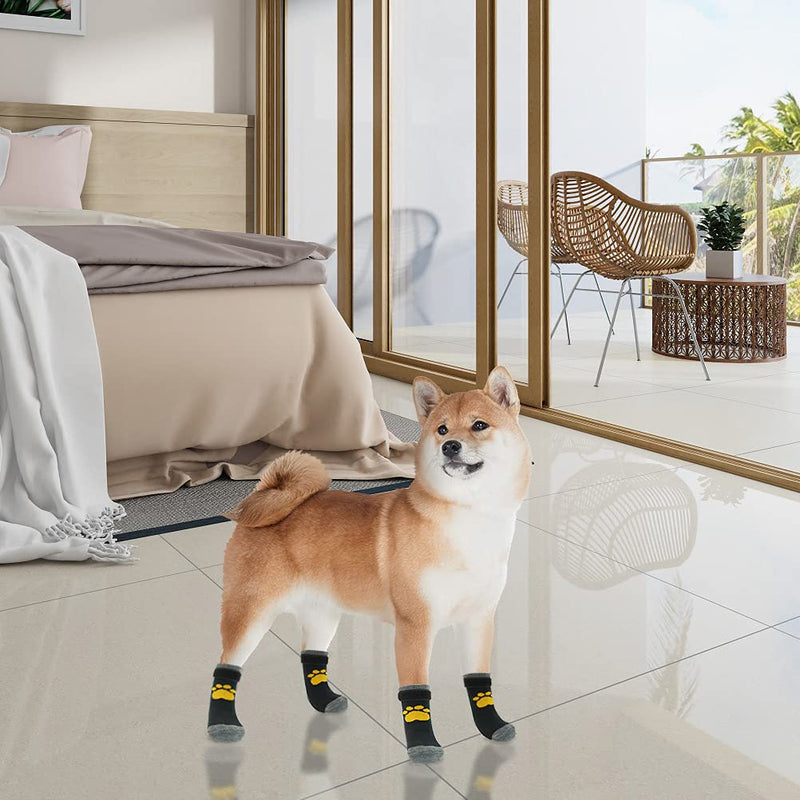 SCIROKKO Anti-slip Dog Socks 3 Pairs for Small Medium Large Doggies Puppies - Soft Comfortable Paw Protector Boots for Indoor with Anti-slip Bottom (Small) S: Paw width: 5.5cm, Length: 14cm - PawsPlanet Australia