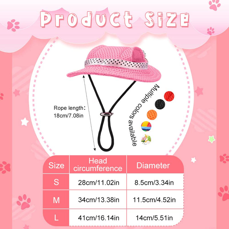 Yikeyo Small Dog Sun Hat Round Caps Dog Visors Puppy Dog Hat (Pink+White, Medium) Flower+Pink - PawsPlanet Australia