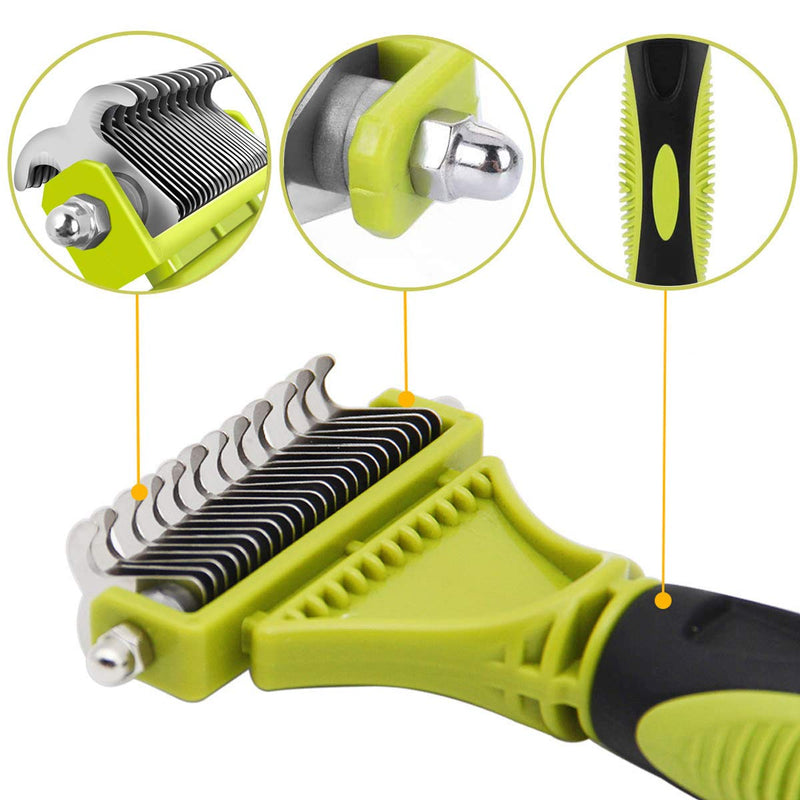 Dog Dematting Comb, Coat King Rake Pet Undercoat Rake Double Sided Blade Rake Comb Grooming Comb for Dogs and Cats Removes Loose Undercoat, Knots, Mats and Tangled Hair - PawsPlanet Australia