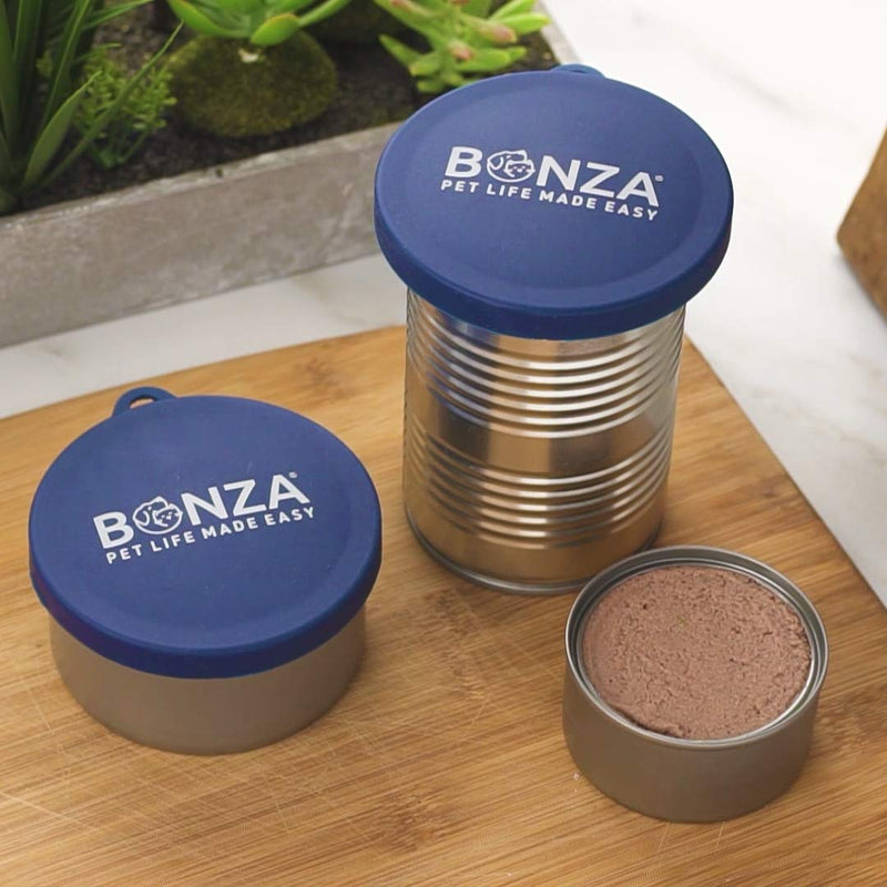 Bonza Pet Food Can Covers, Set of 2 Universal Silicone Can Covers for Pet Food Cans, Food Safe BPA Free, Dishwasher Safe. Loose Fit Lid Easy to Place On and Remove. - PawsPlanet Australia