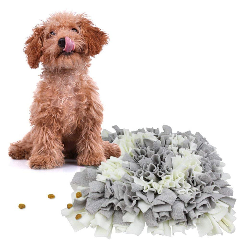 YEAKOO Dog Snuffle Mat,BenchMart Hand Woven Dog Sniffing Pad Soft Pet Nose Work Smell Snuffle Mat Training Feeding Foraging Skill Blanket Dog Play Mats Puzzle Toys 45 x 45cm (Grey/White) Grey/White - PawsPlanet Australia