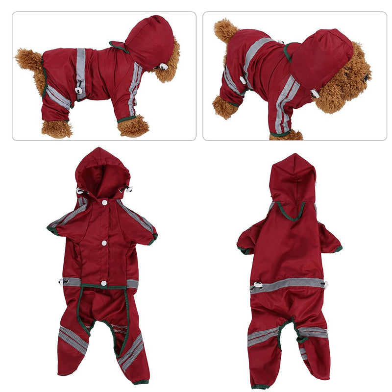 Fdit Pet Dog Raincoat Cat Dog Waterproof Jacket Hood Rain Coat Reflective Jumpsuit Apparel for Small Medium Dogs(XS) XS - PawsPlanet Australia