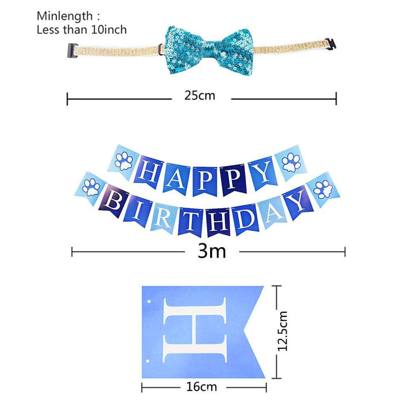 [Australia] - Dog Cat Birthday Bandana Hat Banner Party Supplies Kits Dog Boy Girl Cute Bow Tie Scarf Birthday Party Supplies Decorations BLUE 