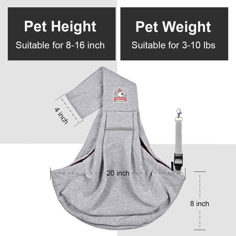 MRELEC Small Cat Pet-Dog-Carrier-Sling-Backpack Front Pack Purse Puppy Shoulder Bag Snuggle Dog Travel Pouch Outdoor Riding Tote for Men Girl Gray Unadjustable for 3 - 10 lbs - PawsPlanet Australia