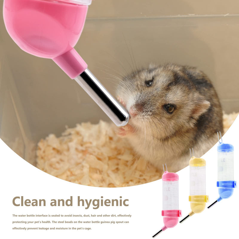 Puoxbim Pack of 3 Hamster Drinkers 125ml Pet Drinking Water Bottles for Small Animals Round Head Hamster Water Bottle Vacuum Leakproof Bite Resistant - PawsPlanet Australia