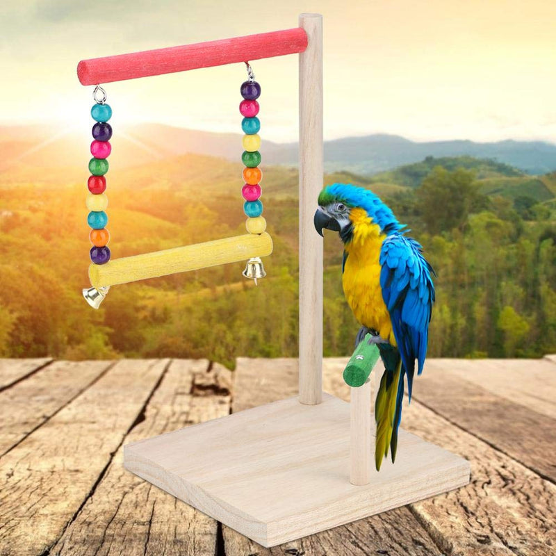 GOTOTOP Parrots Standing Branches, Natural Wood Bird Cage Perch Stand Rod Stick Bird Bite Chew Toy with Bellsfor Parakeet Bungee Canary Cockatiel Lovebirds - PawsPlanet Australia