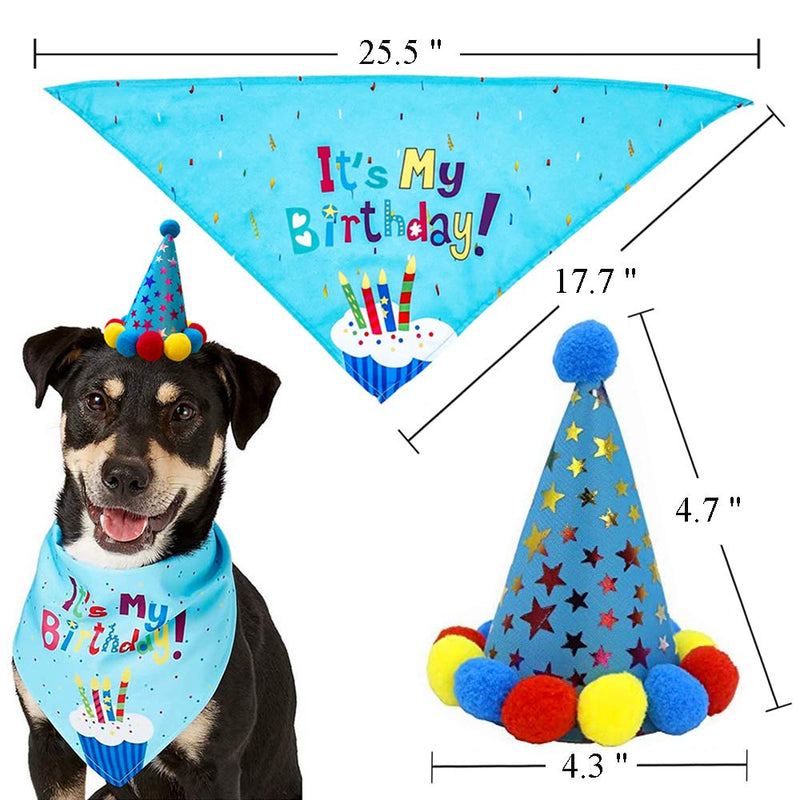 Dog Birthday Bandana Hat Scarf Party Supplies (Blue) Blue - PawsPlanet Australia