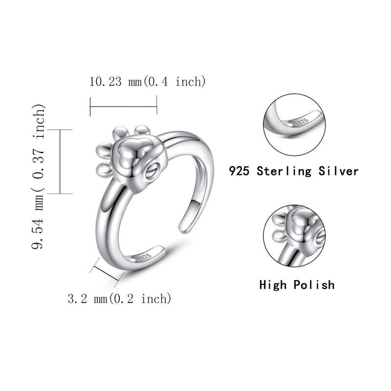 [Australia] - STROLLGIRL | Sterling Silver Paw Urn Memorial Ring | Open Loop with Holder for Cremated Ashes Urm Rings Memorial 