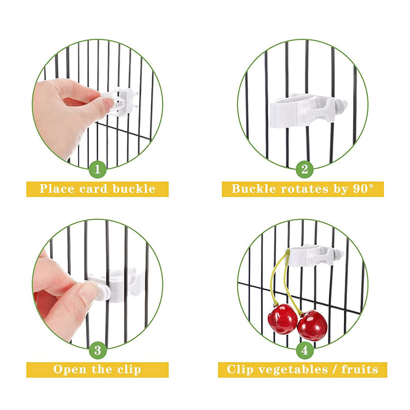 Birds Food Holder heyous 6pcs Bird Cage Food Holder Clips White Pet Parrot Fruit Vegtable Clips Cuttlefish Bone Feeder Device Pin Clamp Bird Cage Accessories - PawsPlanet Australia