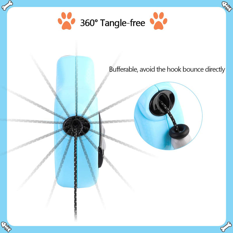 SUPERNIGHT Extendable Dog Leash, Small Handle 3M 360° Tangle Free Mini Dog Leash, Ideal for Small Breeds, Dogs, Cats, Rabbits under 10kg, with Easy Brake and Lock, Blue - PawsPlanet Australia