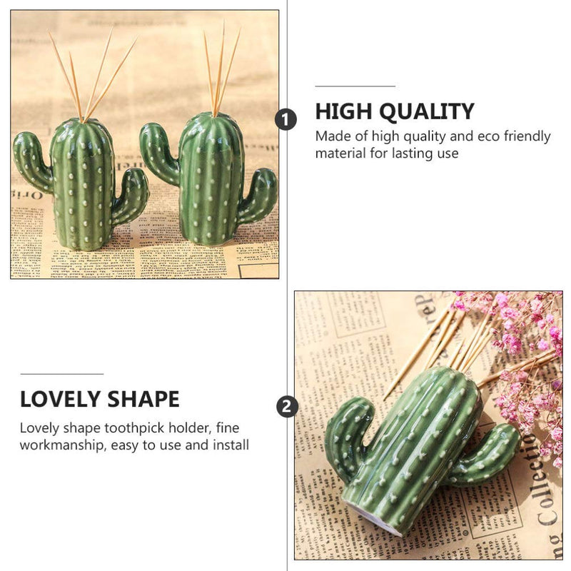 Cabilock Decorative Toothpick Holder Cactus Shaped Toothpick Dispenser Ceramic Cotton Swab Container for Holiday Xmas Party Table Decoration 8X8CM - PawsPlanet Australia