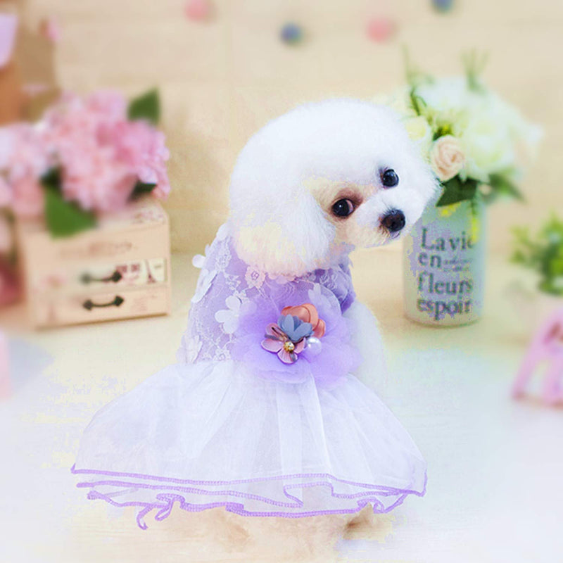 QingLuo Puppy Tutu Skirt Dog Dress Pet Cute Small Dog Skirt Dress (X-Small, Flower Pink) X-Small - PawsPlanet Australia