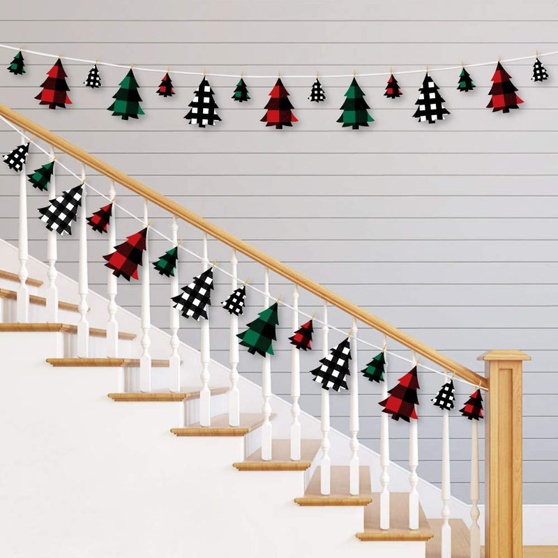Big Dot of Happiness Holiday Plaid Trees - Buffalo Plaid Christmas Party DIY Decorations - Clothespin Garland Banner - 44 Pieces - PawsPlanet Australia
