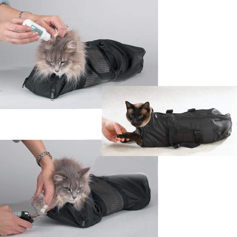 [Australia] - Pet Cat Grooming Bag Cat Carrier Bag Mesh Cat Grooming Bathing Restraint Bag Multifunctional Cat Bag Carrier for Nail Trimming Bathing Examining 