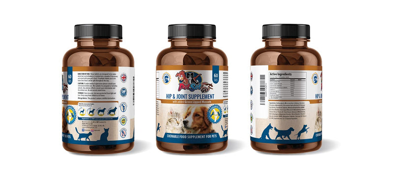 Petset Go Advance Joint Care Supplements - Glucosamine, Green Lipped Mussel, Chondroitin & Vitamin C - 60 Chicken Flavoured Chewable Tablets - PawsPlanet Australia