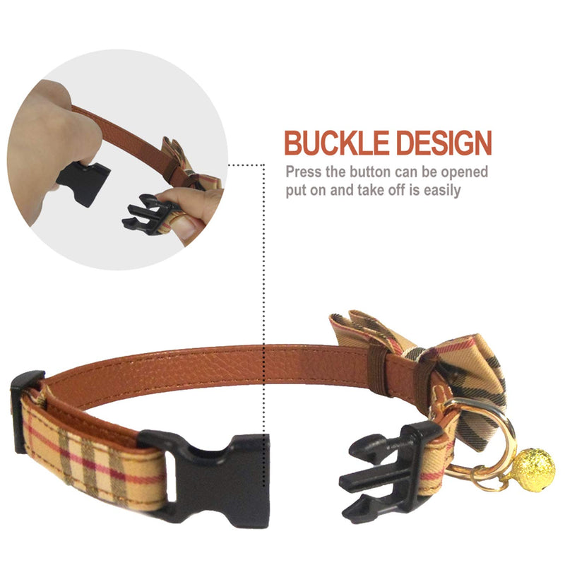 [Australia] - KUDES 2 Pack/Set Dog Collars with Bow Tie and Bells, Adjustable Cute Dog Bow Ties Collar for Small/Medium/Large Boys and Girls Pets M(11.8''-17.8'') Brown+Black 