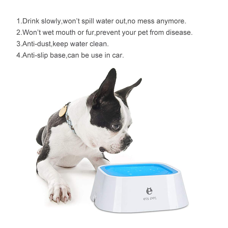 TOWEAR Pet Floating Water Bowl,1.5L Slow-Down Water Feeder Fountain No Spill Anti-Overflow Anti-Choking Automatic Water Food Bowl for Dog Cat Puppy Animal Feeding (Blue) Blue - PawsPlanet Australia