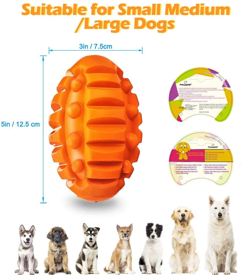 Homkeen Dog Chew Toy Ball, Durable Tear-Proof Dog Chew Training Ball, Squeak Dog Chase Trainer, Hardly Damaged Toy Ball For Medium And Large Dogs Orange - PawsPlanet Australia