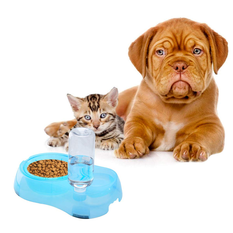 2 in 1 Pet Feeder Water Automatic Dispenser with Bottle, Dog Bowl Slow feeder, Dog Drinking Fountain Water Bowl for Dog Cat Puppy Kitty, Pet Food and Water Bowl set (Blue) Blue - PawsPlanet Australia