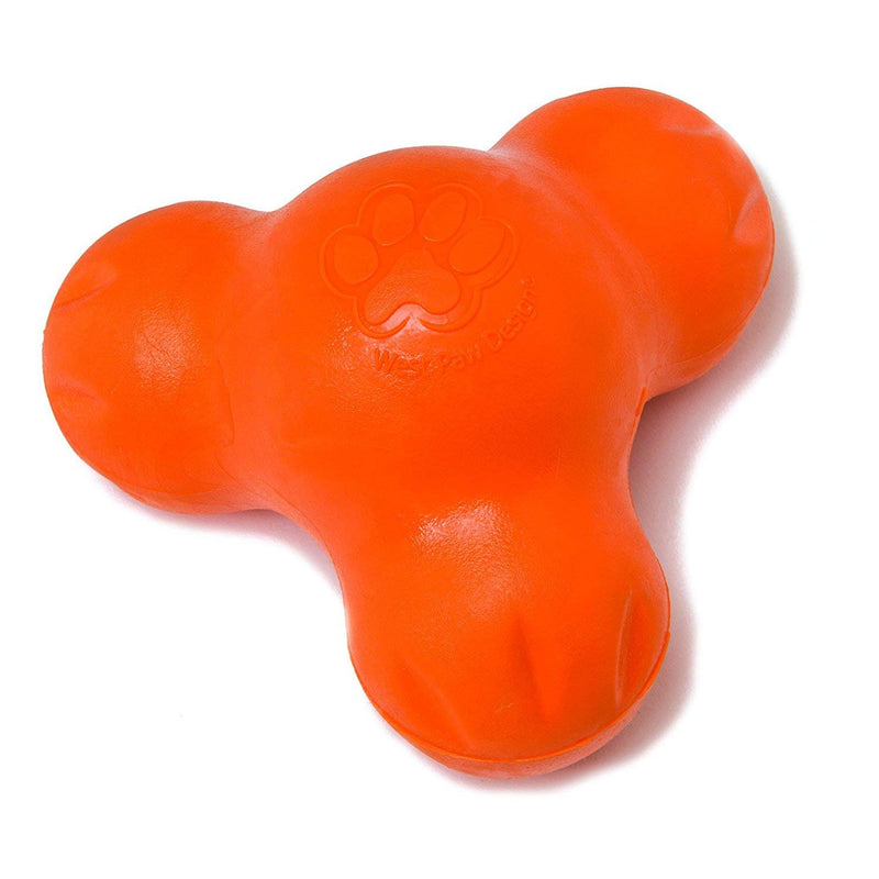 [Australia] - West Paw Zogoflex Tux Treat Dispensing Dog Chew Toy – Interactive Chewing Toys for Dogs – Dog Games for Aggressive Chewers, Fetch, Catch – Holds Kibble, Treats, Made in USA Large Tangerine 