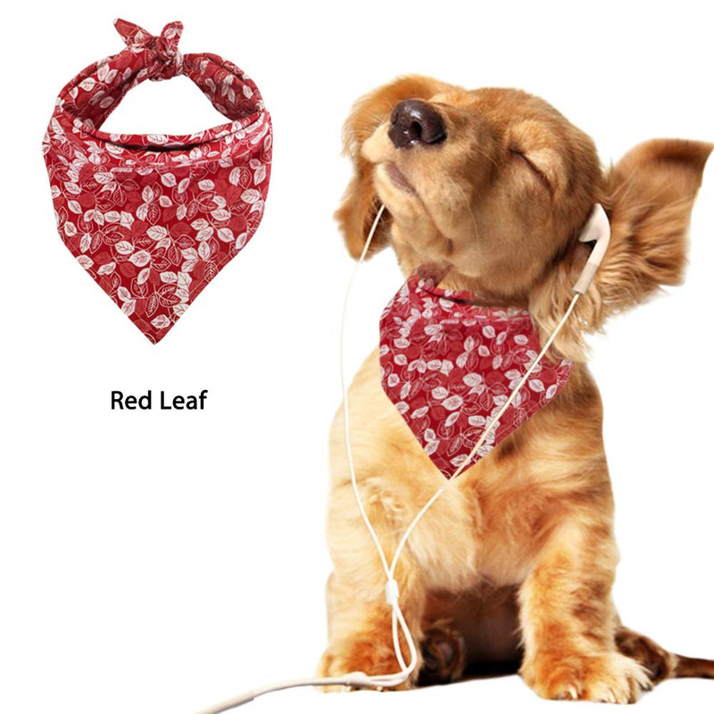 [Australia] - CAROLLIFE Pet Dog Cat Bandana Bibs Triangle Scarfs Adjustable Kerchief Assortment Hankies with Soft Cotton Material for Puppy Dogs and Pet Cats red leaf 