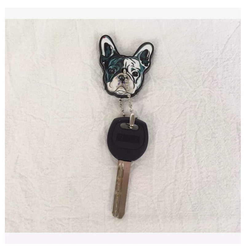 [Australia] - Stock Show 6Pcs/Pack Cute French Bulldog Shape Silicone Key Cover PVC Rubber Lovely Key Cap Keychain Key Holder Key Ring Women Bag Phone Charm Accessory Dog Lover Friends Kids Gift, Assorted Color 