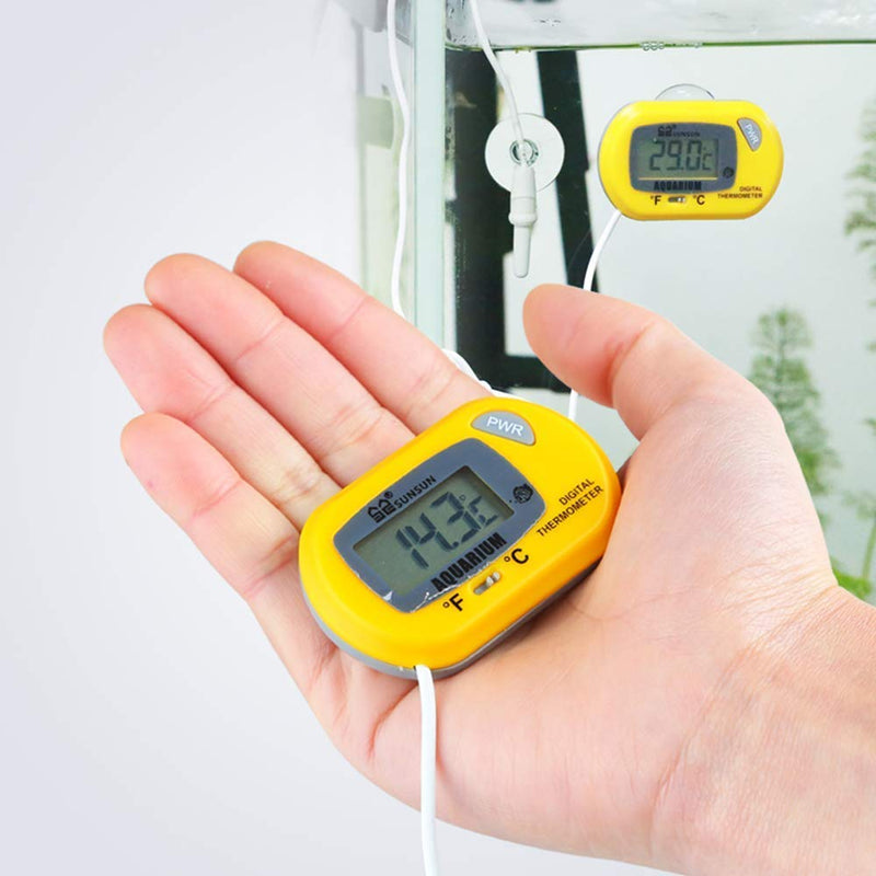 DollaTek 2Pcs LCD Digital Aquarium Thermometer Fish Tank Water Terrarium Temperature - Yellow - PawsPlanet Australia