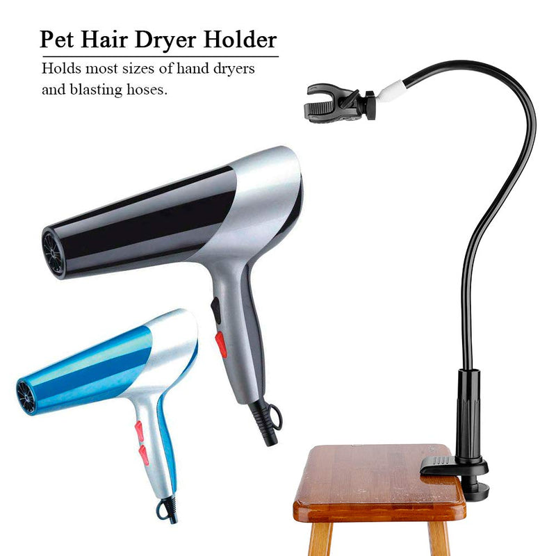 Oumefar Adjustable Pet Hair Dryer Holder Dog Grooming Stand Holder Hands Stand Aluminum Alloy Hair Dryer Rack with Clamp Mount - PawsPlanet Australia