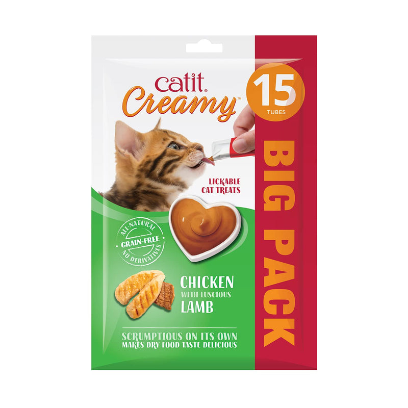 Creamy liquid licking paste for cats with chicken and lamb, 15 x 10g - PawsPlanet Australia
