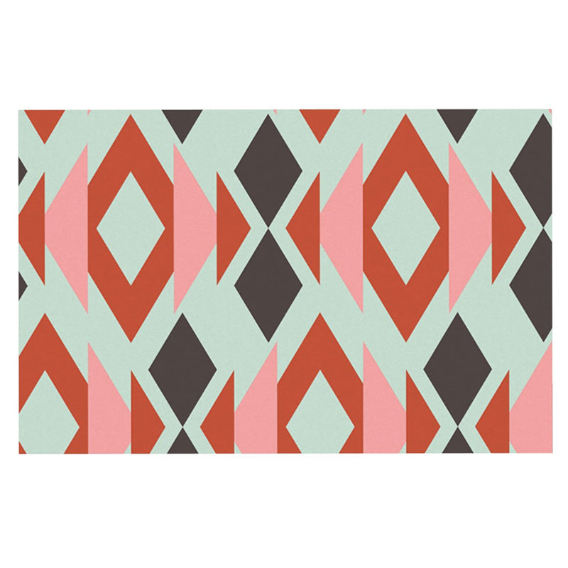 [Australia] - KESS InHouse Pellerina Design Coral Mint Triangle Weave Orange Teal Feeding Mat for Pet Bowl, 24 by 15-Inch 