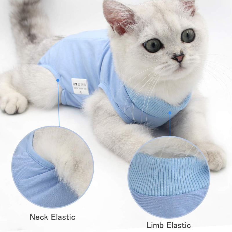 Cat Surgical Recovery Suit Abdominal Wounds or Skin Diseases, E-Collar Alternative,After Surgery Wear, Professional Home Indoor Pets Clothing S(Pack of 1) Blue - PawsPlanet Australia