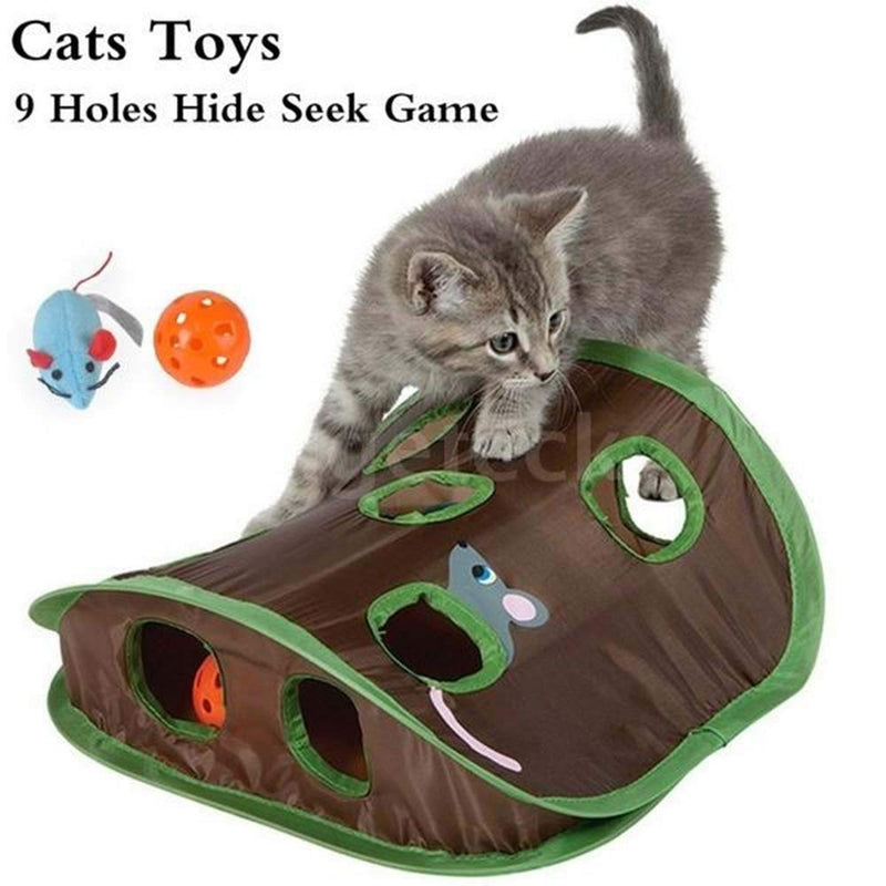 MAOXI 9 Mouse Holes Cat Toy, Cute Pet Cat Interactive Hide Seek Game Toys Foldable Outdoor Interactive Training Pet Supplies Fun Tunnel Toy - PawsPlanet Australia